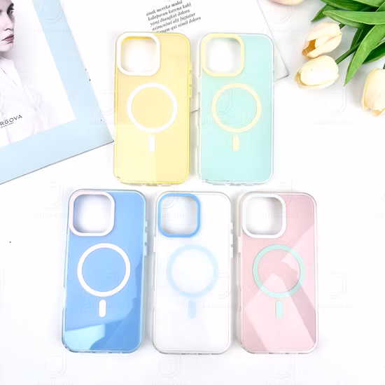 iPhone 15 PRO용 Magsafe 투명 폰 케이스 TPU+아크릴 하이브리드 쉘 킥스탠드 커버와 호환 가능